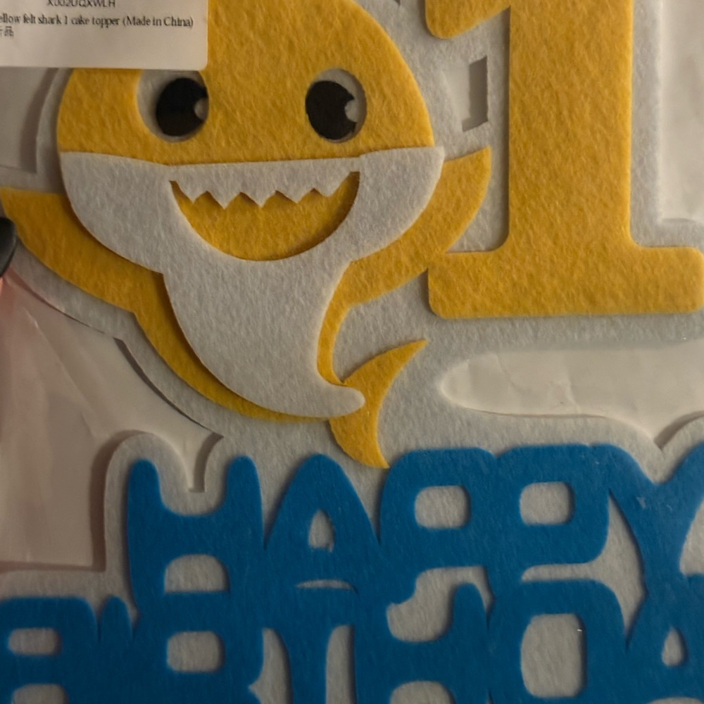 Baby Shark yellow and Blue Birthday Cake Topper